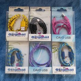 6 cavi connettori colorati USB A/micro USB B cm 96