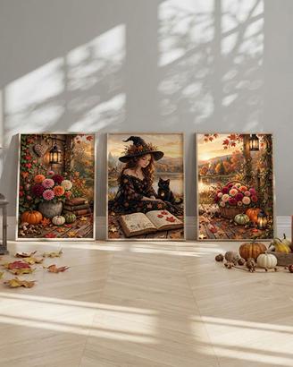 Tre Poster Autunno Halloween Magia Wall Art Decor