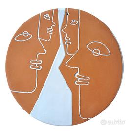 Ceramica hand made, piastra,  piatto a muro. 