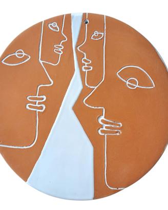 Ceramica hand made, piastra,  piatto a muro. 