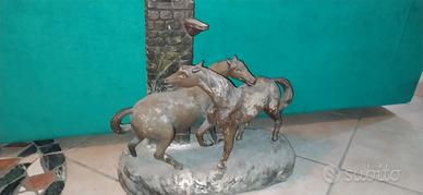 statua cavalli terracotta antica scultura