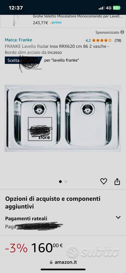 Lavello Franke Radar RRX620 2 Vasche - Acciaio Inox Satinato, Bordo Slim, Incasso - Foto 8