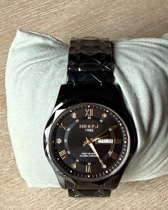 Orologio da polso Nibosi quadrante in acciaio nero