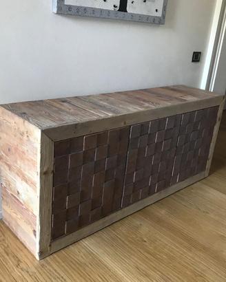 credenza in legno vecchio 3 ante finta legnaia