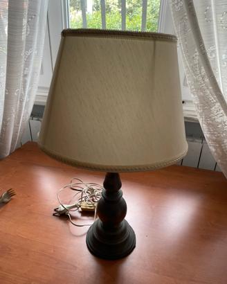 Abat jour ottone e legno h 50,5 cm