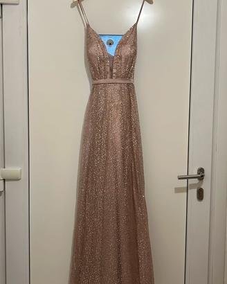 Vestito Joana rosa con i brillantini