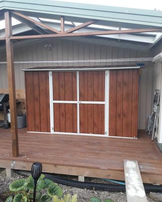 Casetta in lamiera per esterno 307x100cm fin legno