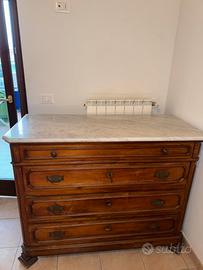 Comò stile classico in legno massello con marmo