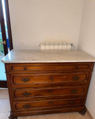 Comò stile classico in legno massello con marmo