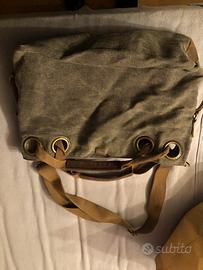 Borsa in canvas e pelle