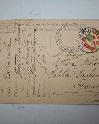 Cartolina Franchigia 1918 WWI Posta Militare