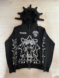 Felpa con cappuccio GloGang nera con stampa