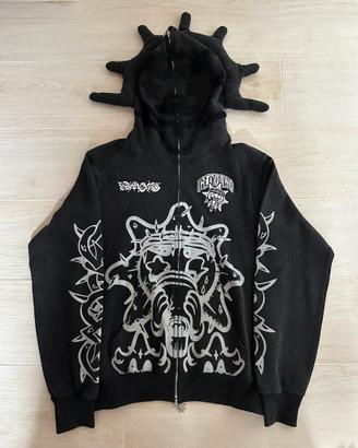 Felpa con cappuccio GloGang nera con stampa