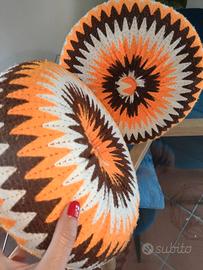 COPPIA CUSCINI VINTAGE AMERICANI ANNI 70 IN LANA