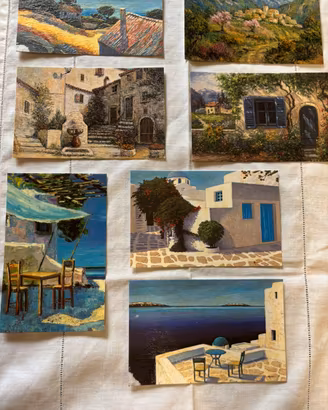 Cartoline Provenza dipinte olio