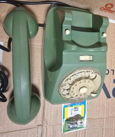 Telefono  a disco verde salvia Sip + lucchetto 