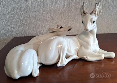 Ceramica Ronzan coppia di cervi anni 80