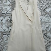 Abito Blazer Smanicato Gilet Zara Beige Panna