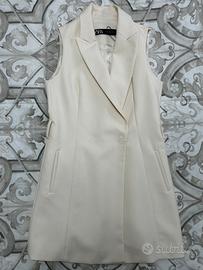 Abito Blazer Smanicato Gilet Zara Beige Panna