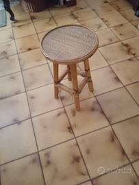 sgabello vintage bambù e vimini 