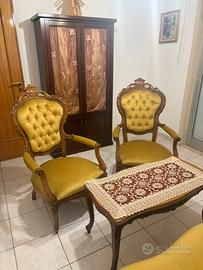 Salotto classico vintage velluto e legno