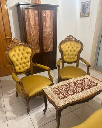 Salotto classico vintage velluto e legno