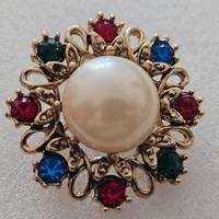 Spilla Vintage regale con Perla centrale e Cristal