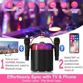 Karaoke portatile Bluetooth + 2 Microfoni Wireless