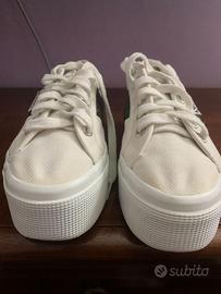 Sneakers Superga Con Platform 4 cm Bianche Beige N