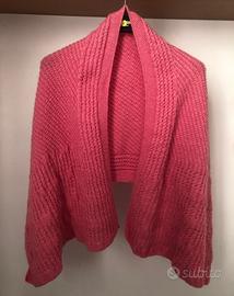 Coprispalle, scialle rosa di lana fatto a mano