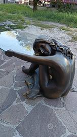 Tavolino in vetro e resina bronzata