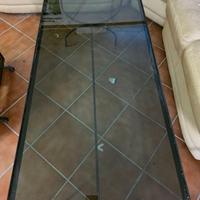 Tavolino da Salotto in Ferro Battuto e Vetro Fumè