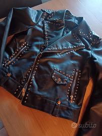 giacca semi pelle donna con borchie e