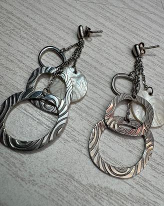 Fossil pendenti con madreperla