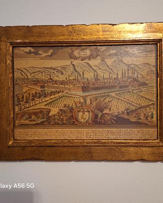 quadro stampa storica città di Bonn 1740 Germania 
