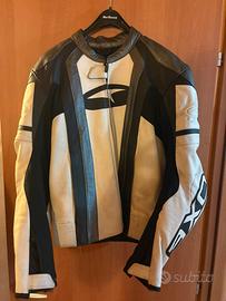 Giacca moto pelle Axo nera bianca taglia L