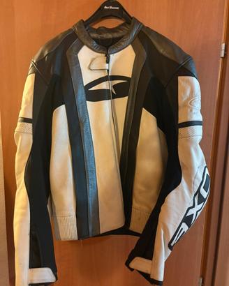 Giacca moto pelle Axo nera bianca taglia L
