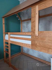 Letto casetta in legno massello