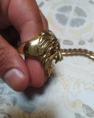 catena placcata oro giallo con anello t. leone