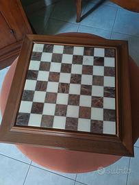 Scacchiera Legno e Onice – Pedine metallo