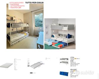 LETTO CASTELO IKEA + 3 MATERASSI  +  LETTO EXTRA