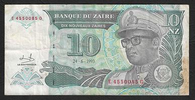 Zaire - banconota circolata da 10 Nuovi Zaires P55