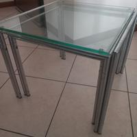 2 tavolini in vetro e acciaio impilabili