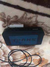 microfono shure con receiver e alimentatore