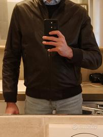 Giacca di pelle, color testa di moro, taglia 56