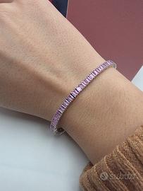 BRACCIALE TENNIS ORO ZAFFIRI ROSA 7,8 CARATI