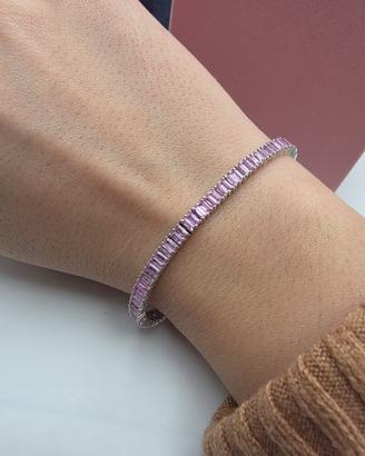 BRACCIALE TENNIS ORO ZAFFIRI ROSA 7,8 CARATI