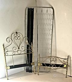 Letto singolo in ottone con rete