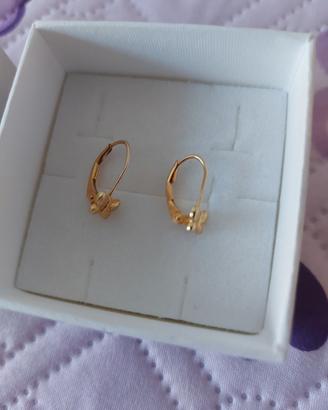 Orecchini d'oro bimba  18 kt bimba farfalla