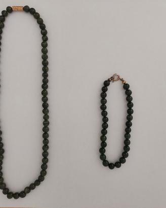 Parure collana/bracciale  vintage giada